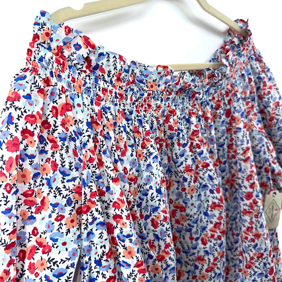 NWT St. John's Bay XXL Red White Blue FLORAL Off-the-Shoulder Top WOMENS XXL 2X - Picture 3 of 7